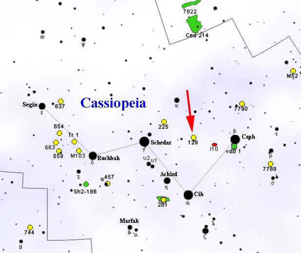 NGC 129 chart