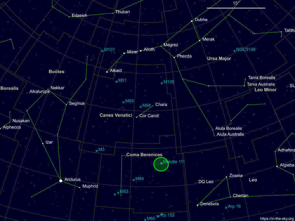 Coma star cluster finder chart