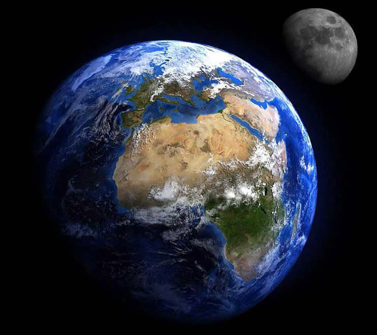 A picture of the Earth and the Moon