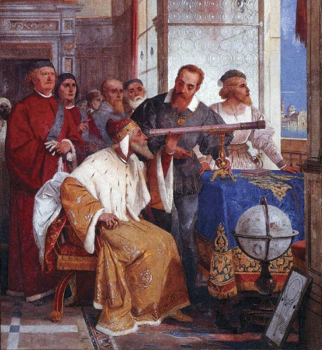 Galileo shows his telescope to the Doge of Venice and the Senate - Artist Giuseppe Bertini