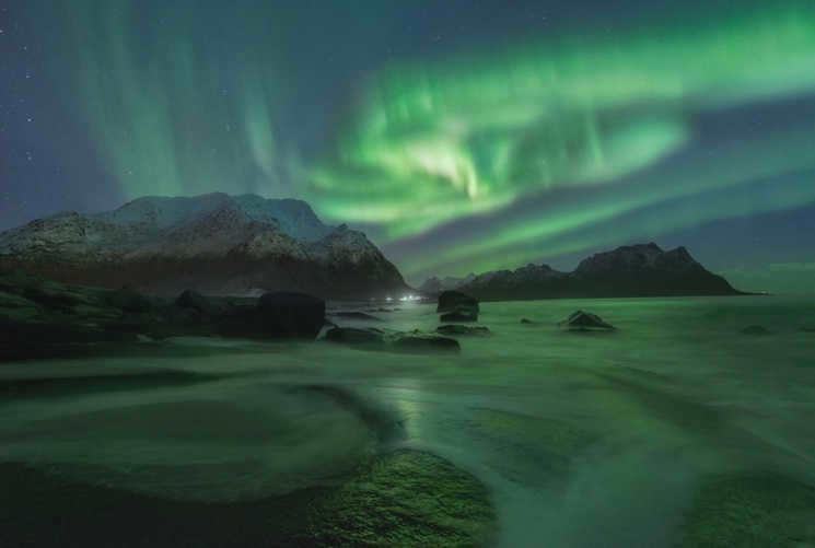 Polar Lights effect at the polar poles of the Earth