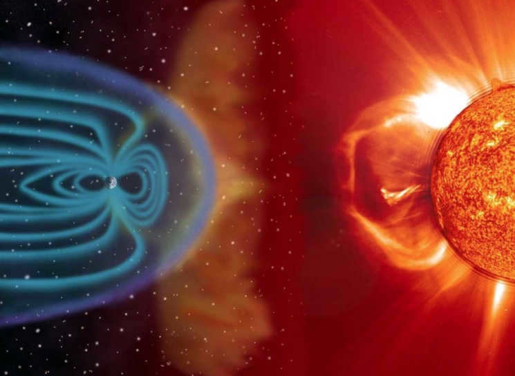The impact of the solar wind on the Earth