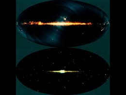 Figure 5, Two full-sky images constructed from data from the 1990 DIRBE experiment