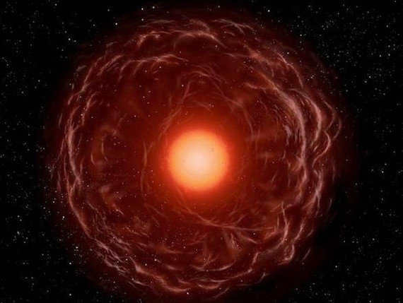 A star covered by a gas-dust cloud